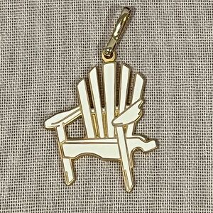 WM Spear 1997 Handmade Gold Tone & Cream Enamel Adirondack Chair Pendant